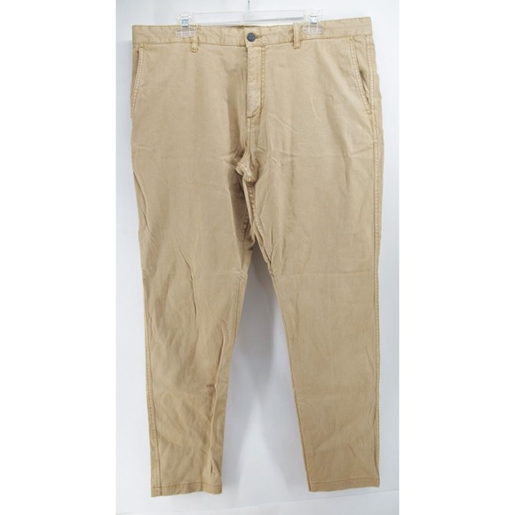 Faherty Pant Mens Size 36 Stretch Terry Chino Pants Khaki 39x33 - Picture 1 of 12